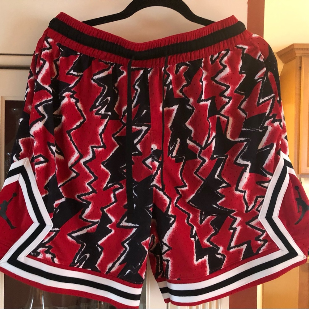 Men’s Michael Jordan Mesh Shorts, XL, Red, Black & White